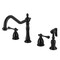 Kingston Brass Widespread Kitchen Faucet with Brass Sprayer, Matte Black KB1790BLBS - alternate 1